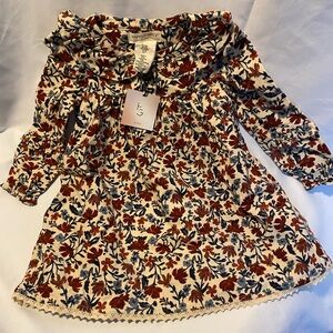 Charming Floral Kids Dress with Ruffle Neck